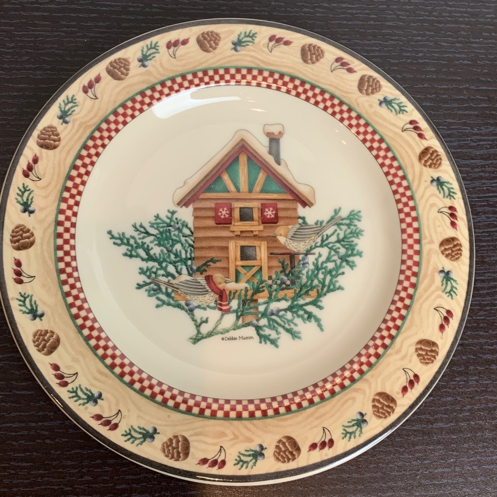 Debbie Mumm Sakura Winter Birds Salad Dessert Plates Set of 4 NIB Vintage 2000 - Picture 6 of 8